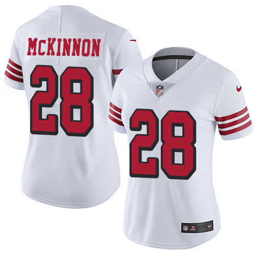 Nike 49ers #28 Jerick McKinnon White Rush Women's Stitched NFL Vapor Untouchable Limited Jersey Nike 49ers #28 Jerick McKinnon White Rush Women's Stitched NFL Vapor Untouchable Limited Jersey