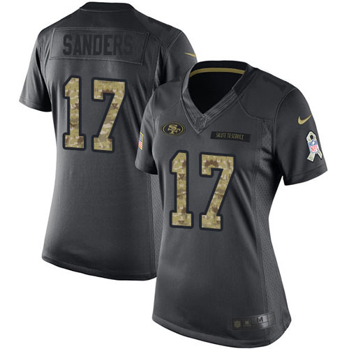 Nike 49ers #17 Emmanuel Sanders Black Women's Stitched NFL Limited 2016 Salute to Service Jersey