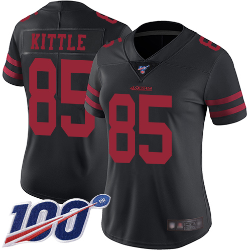 Nike 49ers #85 George Kittle Black Alternate Women's Stitched NFL 100th Season Vapor Limited Jersey Nike 49ers #85 George Kittle Black Alternate Women's Stitched NFL 100th Season Vapor Limited Jersey