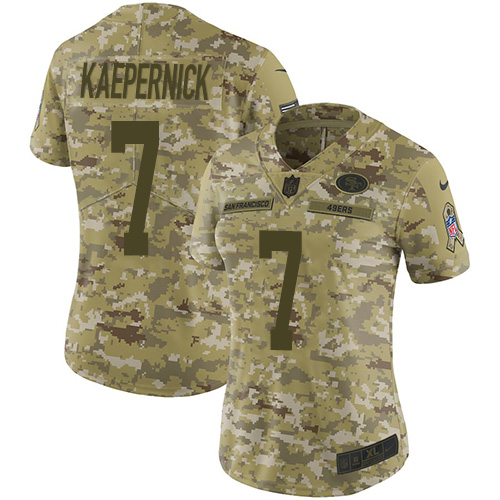Nike 49ers #7 Colin Kaepernick Camo Women's Stitched NFL Limited 2018 Salute to Service Jersey Nike 49ers #7 Colin Kaepernick Camo Women's Stitched NFL Limited 2018 Salute to Service Jersey