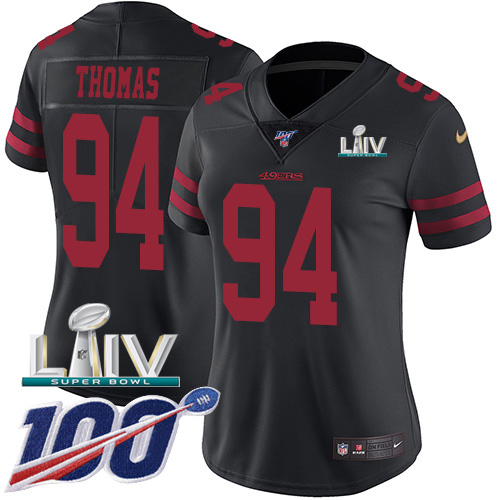 Nike 49ers #94 Solomon Thomas Black Super Bowl LIV 2020 Alternate Women's Stitched NFL 100th Season Vapor Limited Jersey Nike 49ers #94 Solomon Thomas Black Super Bowl LIV 2020 Alternate Women's Stitched NFL 100th Season Vapor Limited Jersey