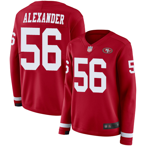 Nike 49ers #56 Kwon Alexander Red Team Color Women's Stitched NFL Limited Therma Long Sleeve Jersey Nike 49ers #56 Kwon Alexander Red Team Color Women's Stitched NFL Limited Therma Long Sleeve Jersey