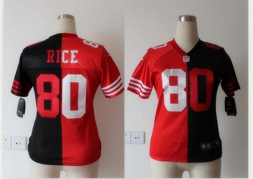 Nike 49ers #80 Jerry Rice Black/Red Women's Stitched NFL Elite Split Jersey Nike 49ers #80 Jerry Rice Black/Red Women's Stitched NFL Elite Split Jersey
