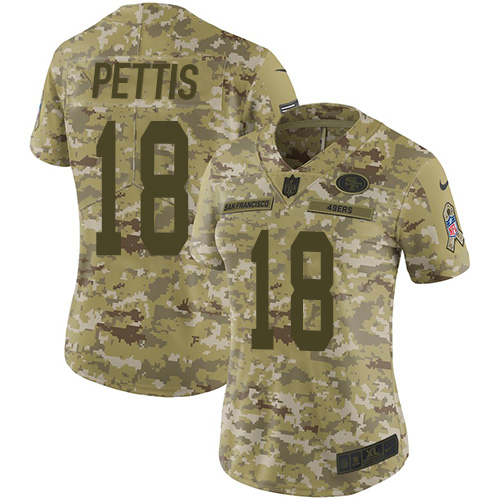 Nike 49ers #18 Dante Pettis Camo Women's Stitched NFL Limited 2018 Salute to Service Jersey Nike 49ers #18 Dante Pettis Camo Women's Stitched NFL Limited 2018 Salute to Service Jersey