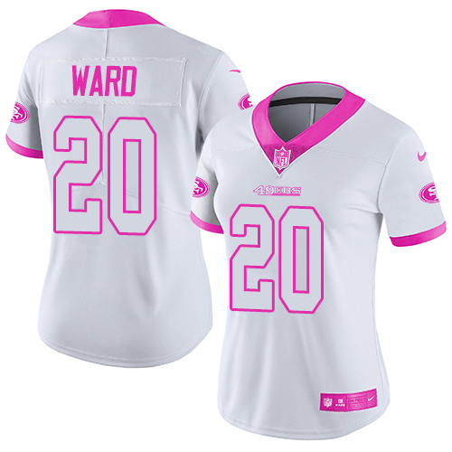 Nike 49ers #20 Jimmie Ward White/Pink Women's Stitched NFL Limited Rush Fashion Jersey Nike 49ers #20 Jimmie Ward White/Pink Women's Stitched NFL Limited Rush Fashion Jersey