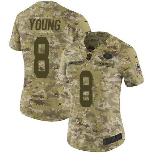 Nike 49ers #8 Steve Young Camo Women's Stitched NFL Limited 2018 Salute to Service Jersey Nike 49ers #8 Steve Young Camo Women's Stitched NFL Limited 2018 Salute to Service Jersey