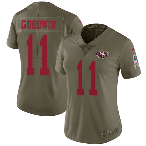 Nike 49ers #11 Marquise Goodwin Olive Women's Stitched NFL Limited 2017 Salute to Service Jersey Nike 49ers #11 Marquise Goodwin Olive Women's Stitched NFL Limited 2017 Salute to Service Jersey