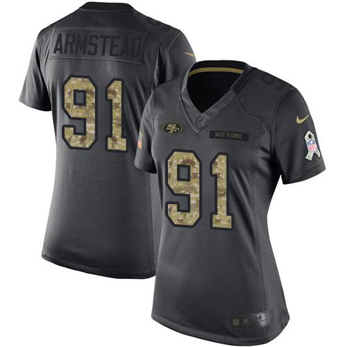 Nike 49ers #91 Arik Armstead Black Women's Stitched NFL Limited 2016 Salute to Service Jersey Nike 49ers #91 Arik Armstead Black Women's Stitched NFL Limited 2016 Salute to Service Jersey
