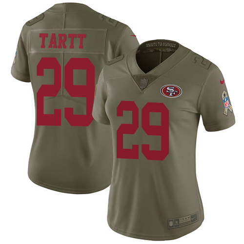 Nike 49ers #29 Jaquiski Tartt Olive Women's Stitched NFL Limited 2017 Salute to Service Jersey Nike 49ers #29 Jaquiski Tartt Olive Women's Stitched NFL Limited 2017 Salute to Service Jersey