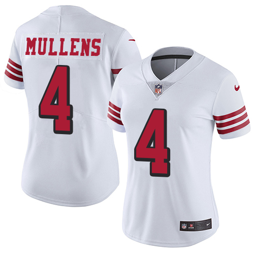 Nike 49ers #4 Nick Mullens White Rush Women's Stitched NFL Vapor Untouchable Limited Jersey Nike 49ers #4 Nick Mullens White Rush Women's Stitched NFL Vapor Untouchable Limited Jersey