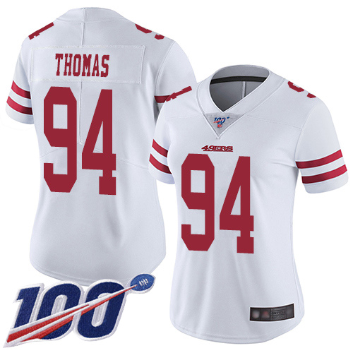 Nike 49ers #94 Solomon Thomas White Women's Stitched NFL 100th Season Vapor Limited Jersey Nike 49ers #94 Solomon Thomas White Women's Stitched NFL 100th Season Vapor Limited Jersey