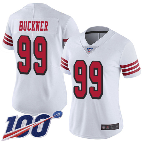 Nike 49ers #99 DeForest Buckner White Rush Women's Stitched NFL Limited 100th Season Jersey Nike 49ers #99 DeForest Buckner White Rush Women's Stitched NFL Limited 100th Season Jersey