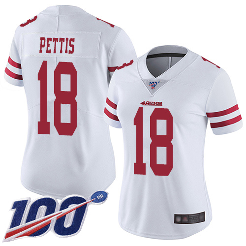 Nike 49ers #18 Dante Pettis White Women's Stitched NFL 100th Season Vapor Limited Jersey Nike 49ers #18 Dante Pettis White Women's Stitched NFL 100th Season Vapor Limited Jersey