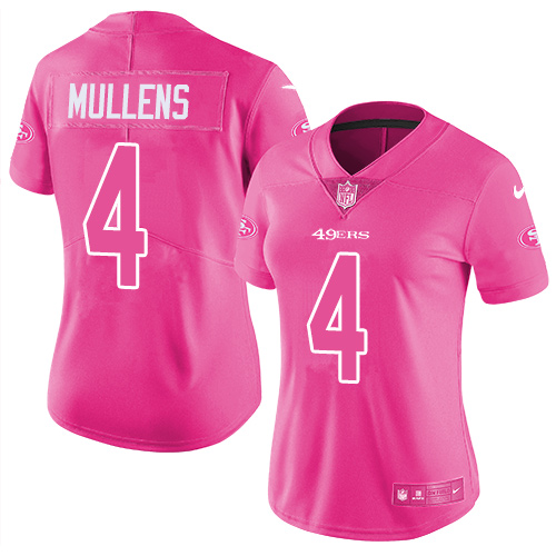 Nike 49ers #4 Nick Mullens Pink Women's Stitched NFL Limited Rush Fashion Jersey Nike 49ers #4 Nick Mullens Pink Women's Stitched NFL Limited Rush Fashion Jersey