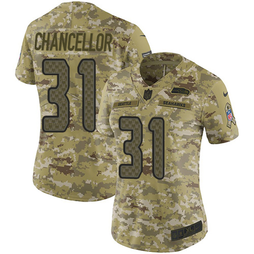 Nike Seahawks #31 Kam Chancellor Camo Women's Stitched NFL Limited 2018 Salute to Service Jersey Nike Seahawks #31 Kam Chancellor Camo Women's Stitched NFL Limited 2018 Salute to Service Jersey