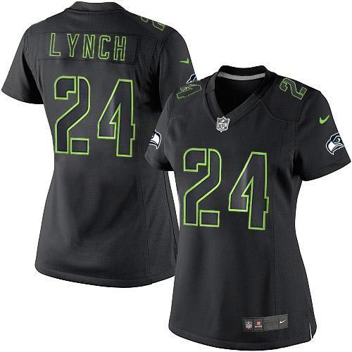 Nike Seahawks #24 Marshawn Lynch Black Impact Women's Stitched NFL Limited Jersey Nike Seahawks #24 Marshawn Lynch Black Impact Women's Stitched NFL Limited Jersey