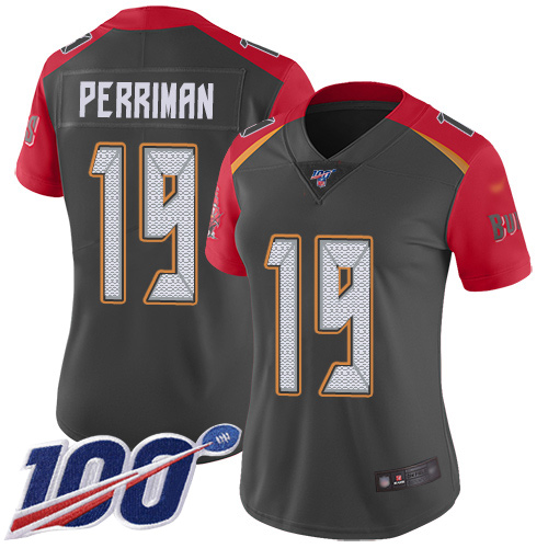 Nike Buccaneers #19 Breshad Perriman Gray Women's Stitched NFL Limited Inverted Legend 100th Season Jersey Nike Buccaneers #19 Breshad Perriman Gray Women's Stitched NFL Limited Inverted Legend 100th Season Jersey