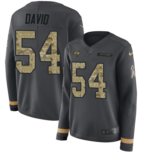 Nike Buccaneers #54 Lavonte David Anthracite Salute to Service Women's Stitched NFL Limited Therma Long Sleeve Jersey Nike Buccaneers #54 Lavonte David Anthracite Salute to Service Women's Stitched NFL Limited Therma Long Sleeve Jersey