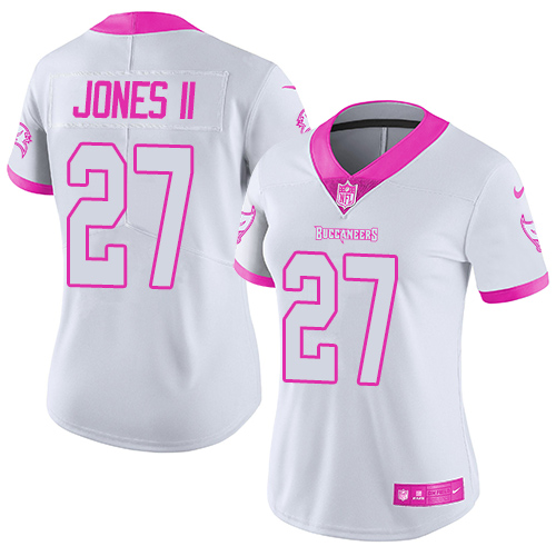 Nike Buccaneers #27 Ronald Jones II White/Pink Women's Stitched NFL Limited Rush Fashion Jersey Nike Buccaneers #27 Ronald Jones II White/Pink Women's Stitched NFL Limited Rush Fashion Jersey