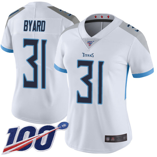 Nike Titans #31 Kevin Byard White Women's Stitched NFL 100th Season Vapor Limited Jersey Nike Titans #31 Kevin Byard White Women's Stitched NFL 100th Season Vapor Limited Jersey