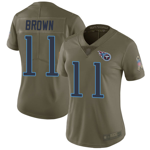 Nike Titans #11 A.J. Brown Olive Women's Stitched NFL Limited 2017 Salute to Service Jersey Nike Titans #11 A.J. Brown Olive Women's Stitched NFL Limited 2017 Salute to Service Jersey