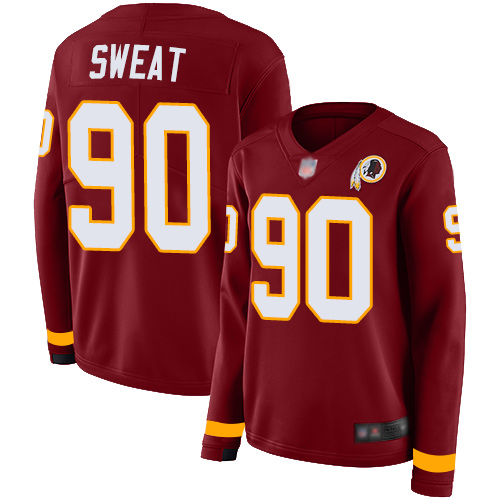 Nike Redskins #90 Montez Sweat Burgundy Red Team Color Women's Stitched NFL Limited Therma Long Sleeve Jersey Nike Redskins #90 Montez Sweat Burgundy Red Team Color Women's Stitched NFL Limited Therma Long Sleeve Jersey