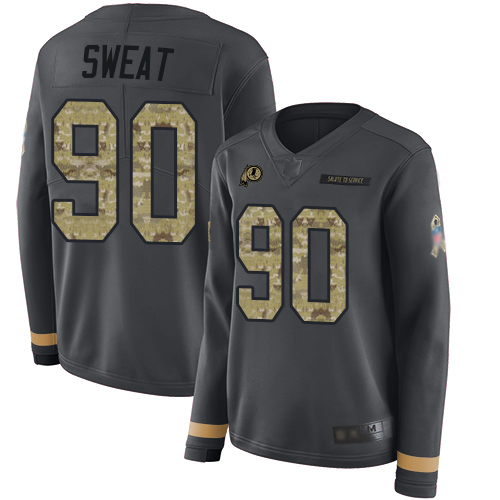 Nike Redskins #90 Montez Sweat Anthracite Salute to Service Women's Stitched NFL Limited Therma Long Sleeve Jersey Nike Redskins #90 Montez Sweat Anthracite Salute to Service Women's Stitched NFL Limited Therma Long Sleeve Jersey