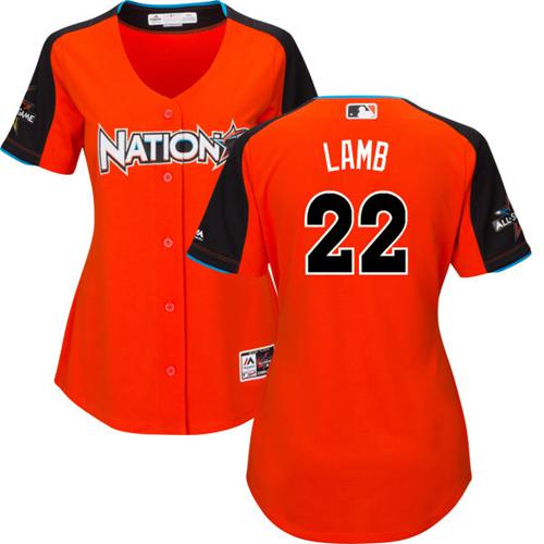 Diamondbacks #22 Jake Lamb Orange 2017 All-Star National League Women's Stitched MLB Jersey Diamondbacks #22 Jake Lamb Orange 2017 All-Star National League Women's Stitched MLB Jersey