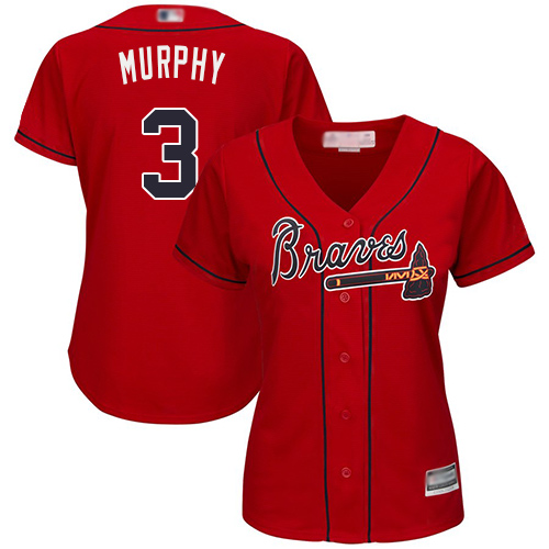 Braves #3 Dale Murphy Red Alternate Women's Stitched MLB Jersey Braves #3 Dale Murphy Red Alternate Women's Stitched MLB Jersey
