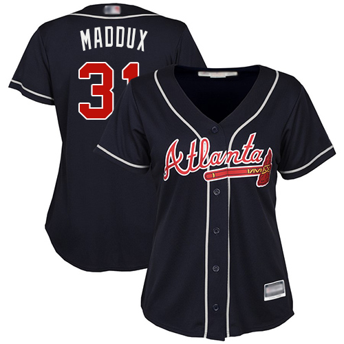 Braves #31 Greg Maddux Navy Blue Alternate Women's Stitched MLB Jersey Braves #31 Greg Maddux Navy Blue Alternate Women's Stitched MLB Jersey