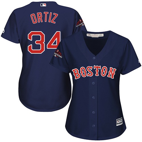 Red Sox #34 David Ortiz Navy Blue Alternate 2018 World Series Champions Women's Stitched MLB Jersey Red Sox #34 David Ortiz Navy Blue Alternate 2018 World Series Champions Women's Stitched MLB Jersey
