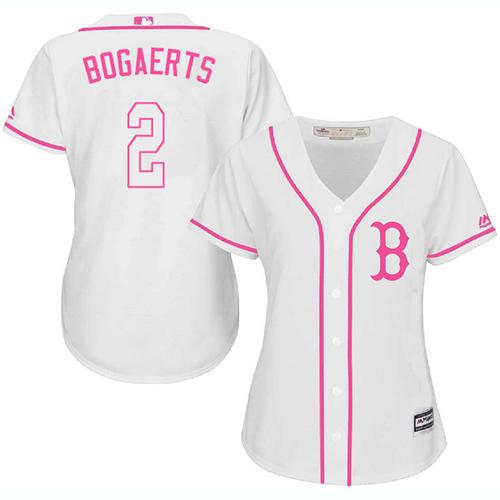 Red Sox #2 Xander Bogaerts White/Pink Fashion Women's Stitched MLB Jersey Red Sox #2 Xander Bogaerts White/Pink Fashion Women's Stitched MLB Jersey