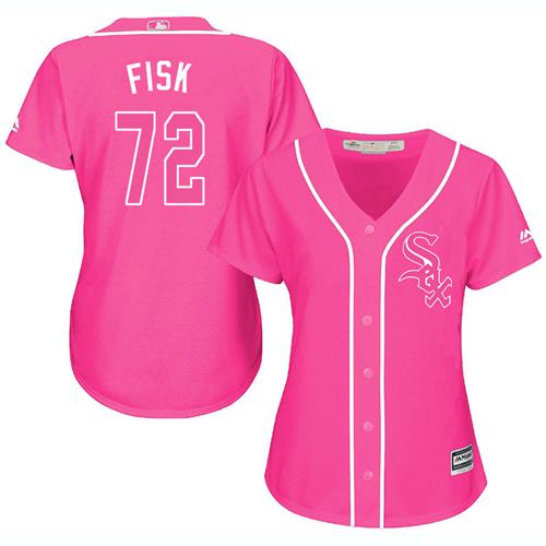 White Sox #72 Carlton Fisk Pink Fashion Women's Stitched MLB Jersey White Sox #72 Carlton Fisk Pink Fashion Women's Stitched MLB Jersey