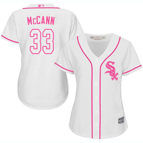White Sox #33 James McCann White/Pink Fashion Women's Stitched MLB Jersey White Sox #33 James McCann White/Pink Fashion Women's Stitched MLB Jersey