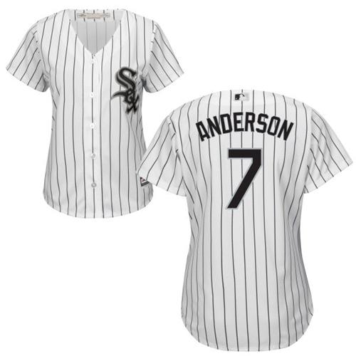 White Sox #7 Tim Anderson White(Black Strip) Home Women's Stitched MLB Jersey White Sox #7 Tim Anderson White(Black Strip) Home Women's Stitched MLB Jersey