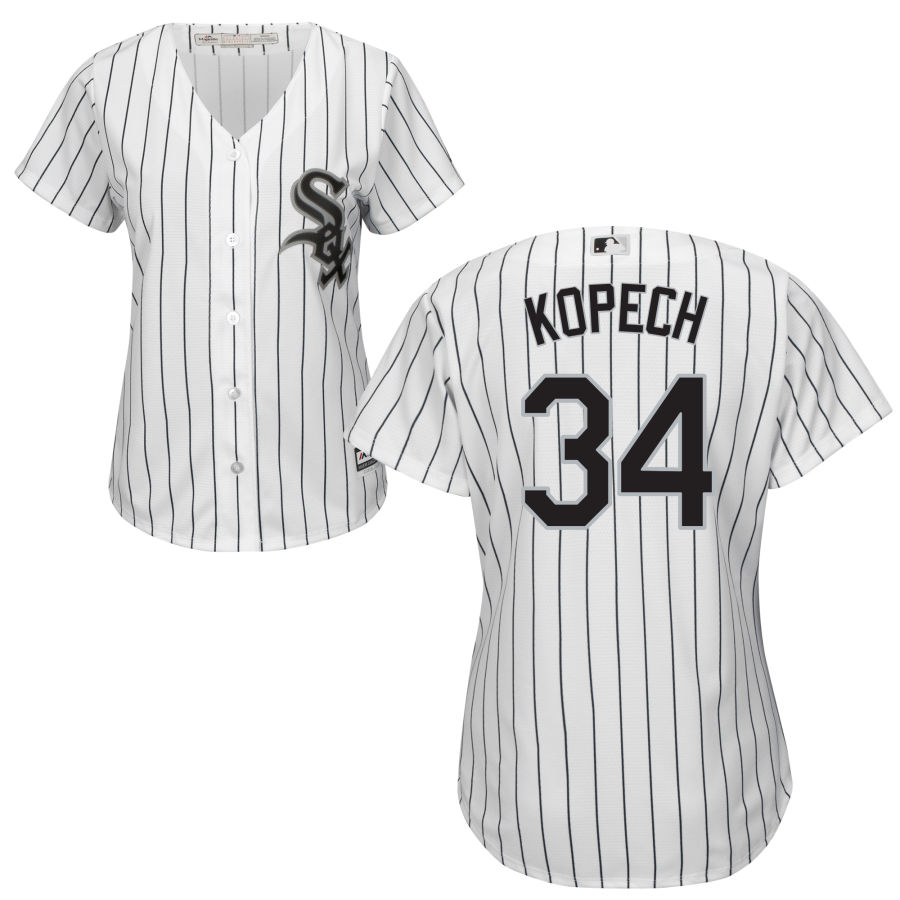 White Sox #34 Michael Kopech White(Black Strip) Home Women's Flexbase Authentic Collection Stitched MLB Jersey White Sox #34 Michael Kopech White(Black Strip) Home Women's Flexbase Authentic Collection Stitched MLB Jersey