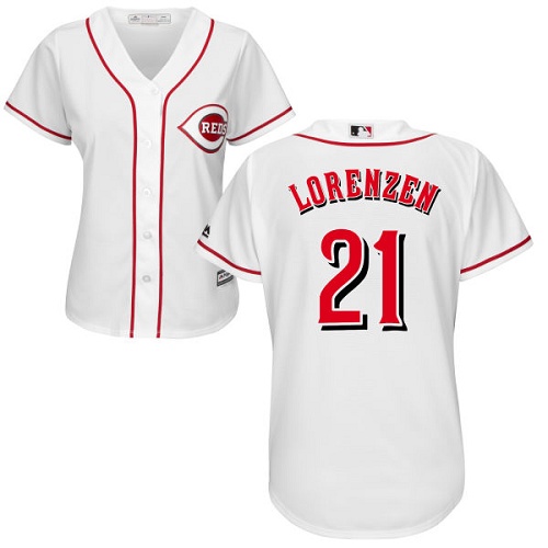 Reds #21 Michael Lorenzen White Home Women's Stitched MLB Jersey Reds #21 Michael Lorenzen White Home Women's Stitched MLB Jersey