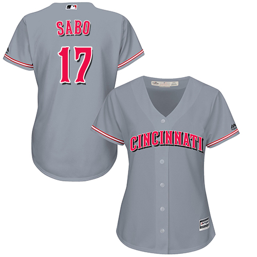 Reds #17 Chris Sabo Grey Road Women's Stitched MLB Jersey Reds #17 Chris Sabo Grey Road Women's Stitched MLB Jersey