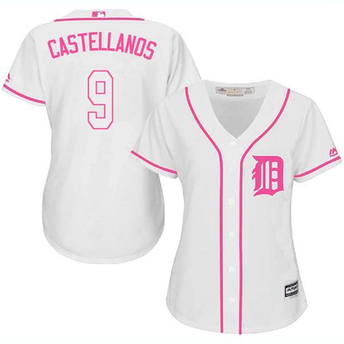 Tigers #9 Nick Castellanos White/Pink Fashion Women's Stitched MLB Jersey Tigers #9 Nick Castellanos White/Pink Fashion Women's Stitched MLB Jersey