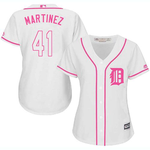 Tigers #41 Victor Martinez White/Pink Fashion Women's Stitched MLB Jersey Tigers #41 Victor Martinez White/Pink Fashion Women's Stitched MLB Jersey