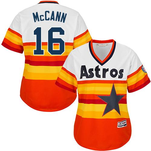 Astros #16 Brian McCann White/Orange Alternate Cooperstown Women's Stitched MLB Jersey Astros #16 Brian McCann White/Orange Alternate Cooperstown Women's Stitched MLB Jersey