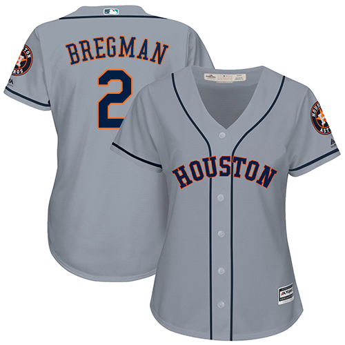 Astros #2 Alex Bregman Grey Road Women's Stitched MLB Jersey Astros #2 Alex Bregman Grey Road Women's Stitched MLB Jersey
