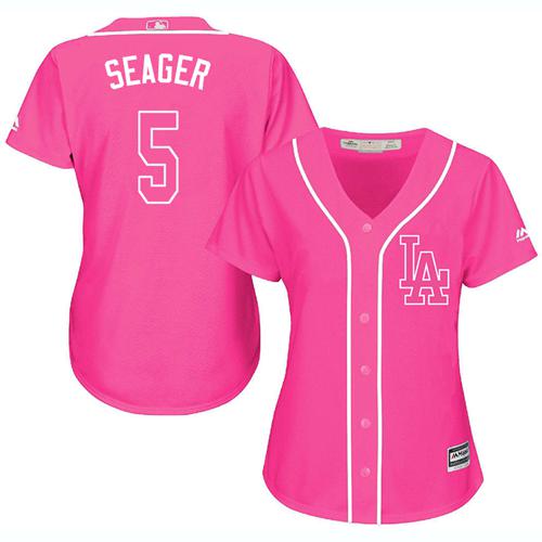 Dodgers #5 Corey Seager Pink Fashion Women's Stitched MLB Jersey Dodgers #5 Corey Seager Pink Fashion Women's Stitched MLB Jersey