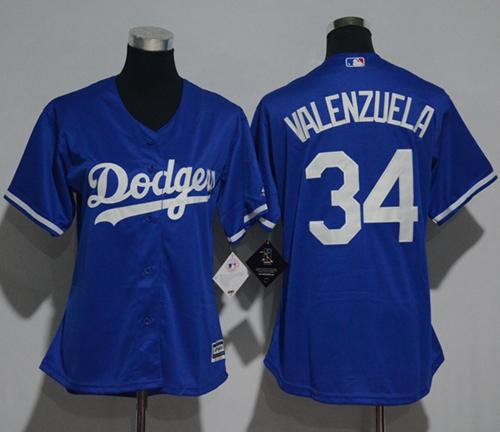 Dodgers #34 Fernando Valenzuela Blue Women's Fashion Stitched MLB Jersey Dodgers #34 Fernando Valenzuela Blue Women's Fashion Stitched MLB Jersey