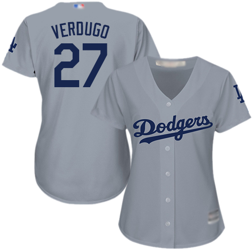 Dodgers #27 Alex Verdugo Grey Alternate Road Women's Stitched MLB Jersey Dodgers #27 Alex Verdugo Grey Alternate Road Women's Stitched MLB Jersey