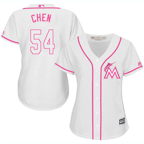 Marlins #54 Wei-Yin Chen White/Pink Fashion Women's Stitched MLB Jersey Marlins #54 Wei-Yin Chen White/Pink Fashion Women's Stitched MLB Jersey