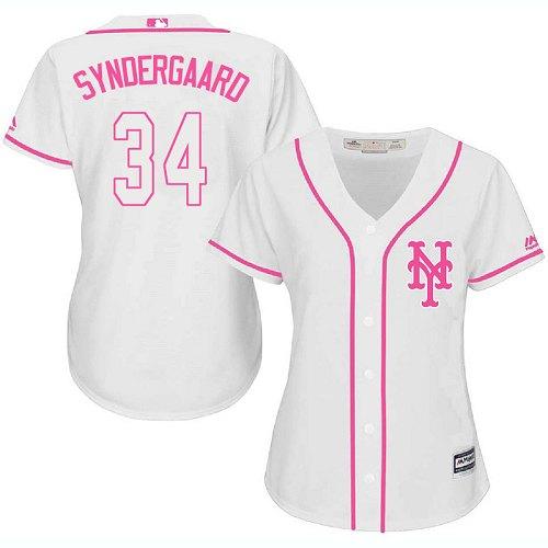 Mets #34 Noah Syndergaard White/Pink Fashion Women's Stitched MLB Jersey Mets #34 Noah Syndergaard White/Pink Fashion Women's Stitched MLB Jersey