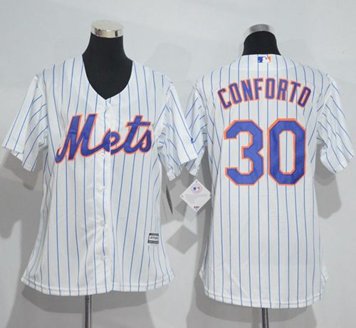 Mets #30 Michael Conforto White(Blue Strip) Women's Home Stitched MLB Jersey Mets #30 Michael Conforto White(Blue Strip) Women's Home Stitched MLB Jersey