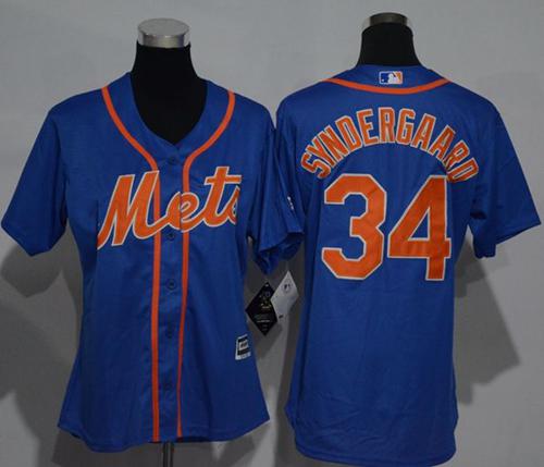 Mets #34 Noah Syndergaard Blue Alternate Women's Stitched MLB Jersey Mets #34 Noah Syndergaard Blue Alternate Women's Stitched MLB Jersey
