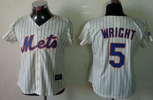 Mets #5 David Wright Cream(Blue Strip) Women's Fashion Stitched MLB Jersey Mets #5 David Wright Cream(Blue Strip) Women's Fashion Stitched MLB Jersey